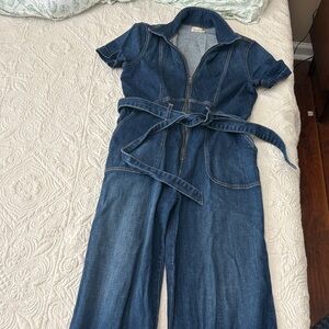 Denim Jumpsuit with Belt